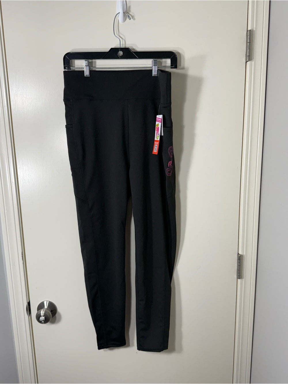 POP Fit Black Leggings with Pink & Purple Heart Stitching Plus Size 2X - Picture 2 of 8